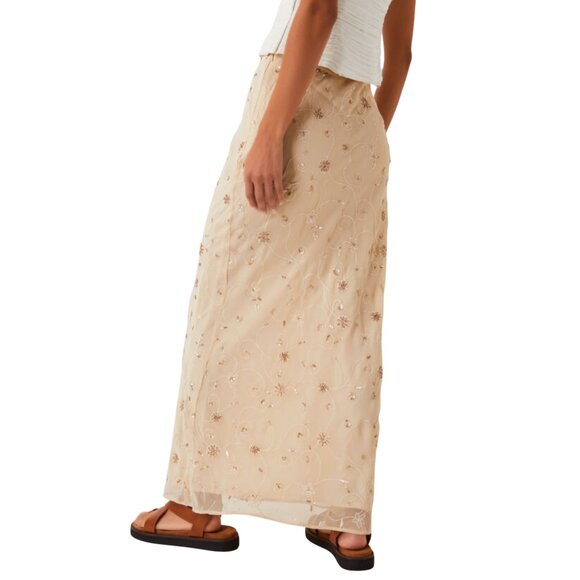 352. MONSOON India Edit Celestine Embellished Maxi Skirt Yellow $148 NWT Sz 4 - Picture 2 of 4
